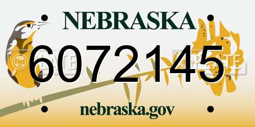 6072145 Nebraska License Plate