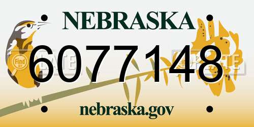 6077148 Nebraska License Plate