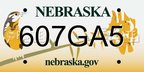 607GA5 Nebraska License Plate