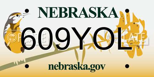 609YOL Nebraska License Plate