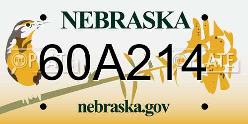 60A214 Nebraska License Plate