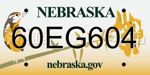60EG604 Nebraska License Plate