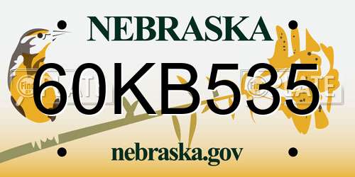 60KB535 Nebraska License Plate