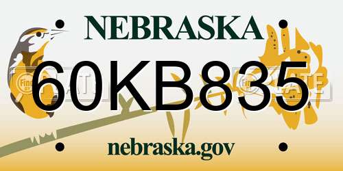 60KB835 Nebraska License Plate