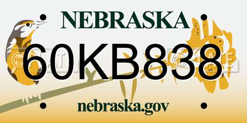 60KB838 Nebraska License Plate