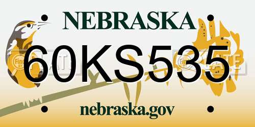 60KS535 Nebraska License Plate