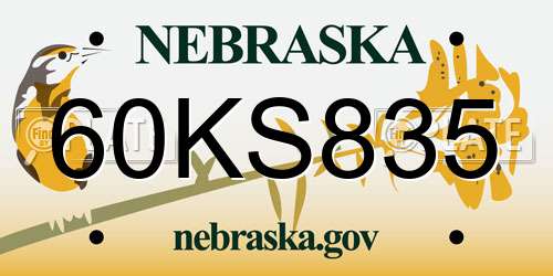 60KS835 Nebraska License Plate