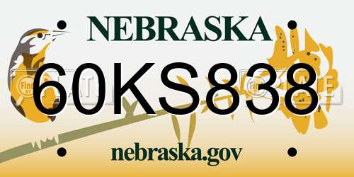 60KS838 Nebraska License Plate