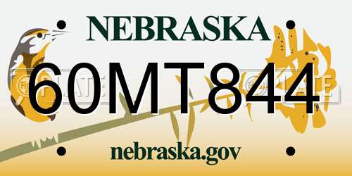60MT844 Nebraska License Plate