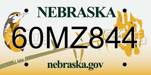60MZ844 Nebraska License Plate