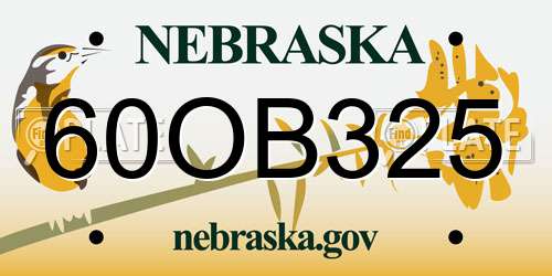 60OB325 Nebraska License Plate