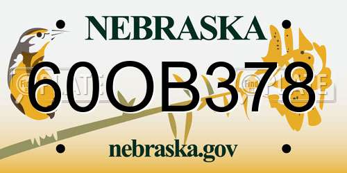 60OB378 Nebraska License Plate