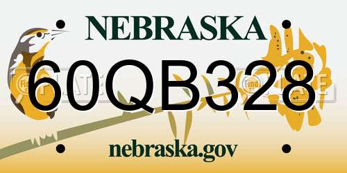 60QB328 Nebraska License Plate