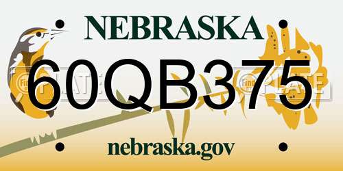 60QB375 Nebraska License Plate