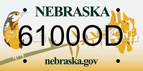 6100OD Nebraska License Plate