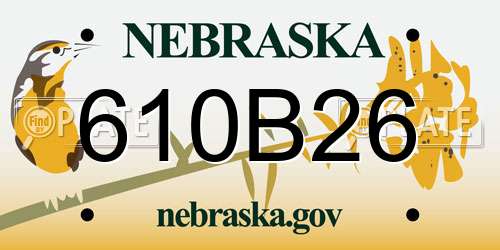 610B26 Nebraska License Plate