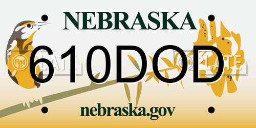 610DOD Nebraska License Plate