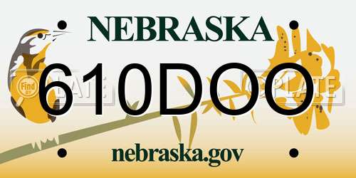 610DOO Nebraska License Plate