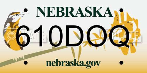 610DOQ Nebraska License Plate