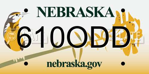 610ODD Nebraska License Plate
