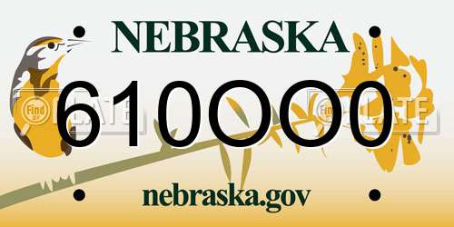 610OO0 Nebraska License Plate