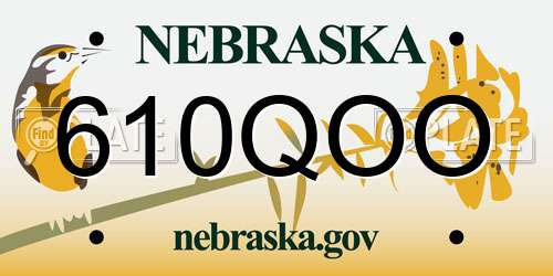 610QOO Nebraska License Plate