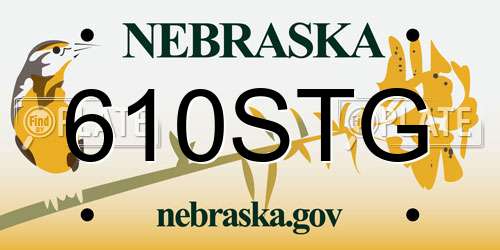610STG Nebraska License Plate