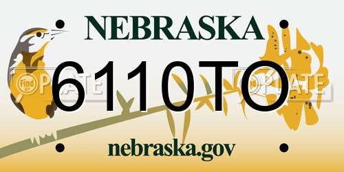 6110TO Nebraska License Plate