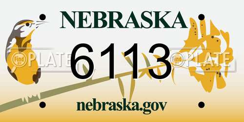 6113 Nebraska License Plate
