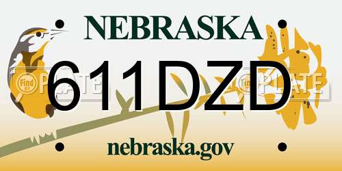 611DZD Nebraska License Plate