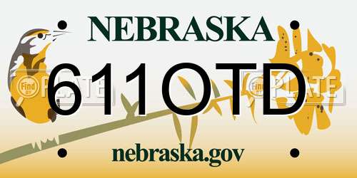 611OTD Nebraska License Plate