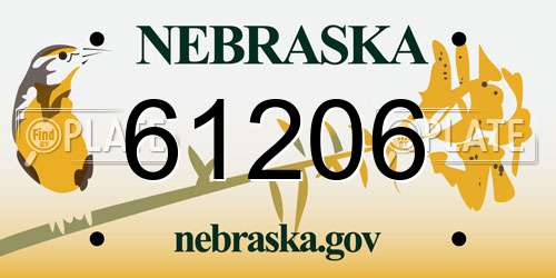 61206 Nebraska License Plate