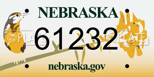 61232 Nebraska License Plate
