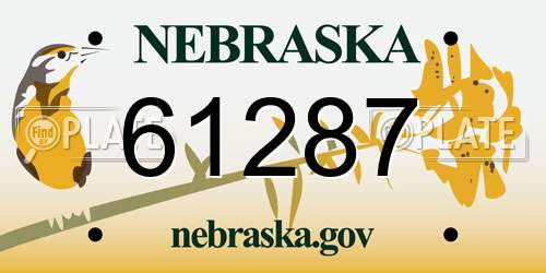 61287 Nebraska License Plate