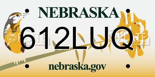 612LUQ Nebraska License Plate