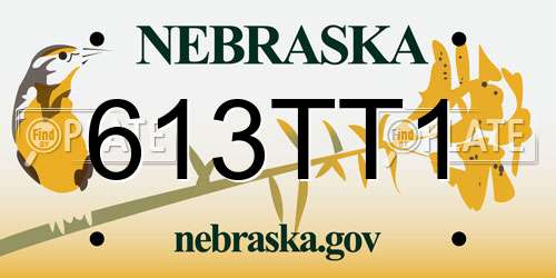 613TT1 Nebraska License Plate