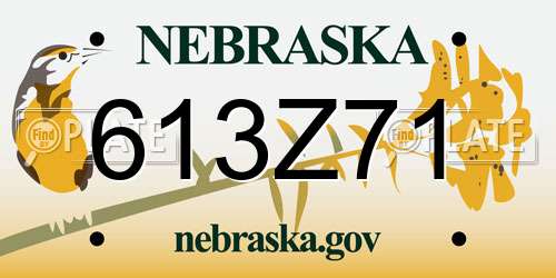 613Z71 Nebraska License Plate