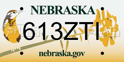 613ZTI Nebraska License Plate