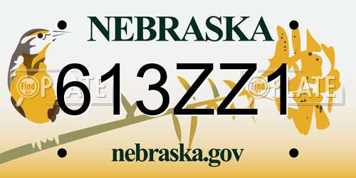 613ZZ1 Nebraska License Plate