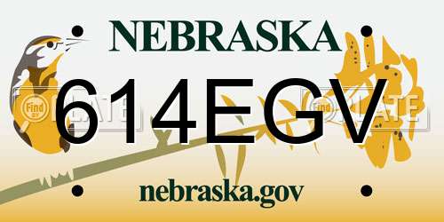 614EGV Nebraska License Plate