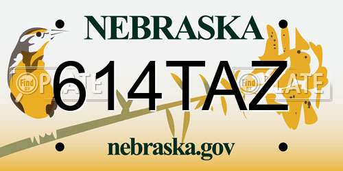 614TAZ Nebraska License Plate