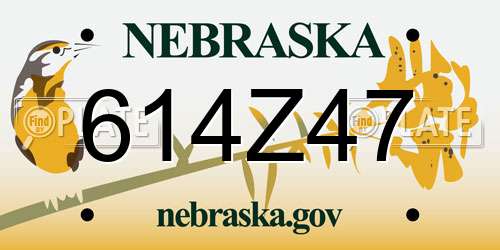 614Z47 Nebraska License Plate