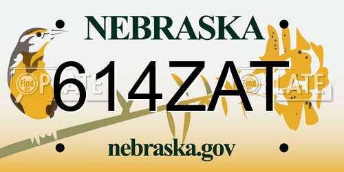 614ZAT Nebraska License Plate