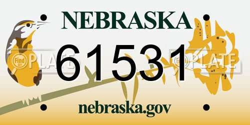 61531 Nebraska License Plate