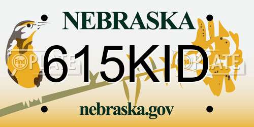615KID Nebraska License Plate