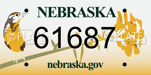 61687 Nebraska License Plate