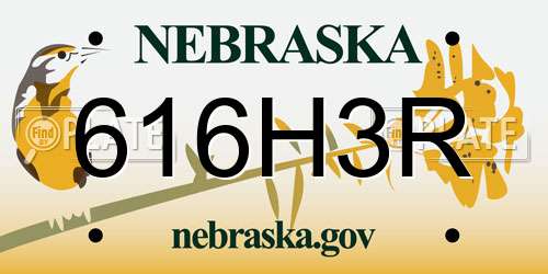 616H3R Nebraska License Plate