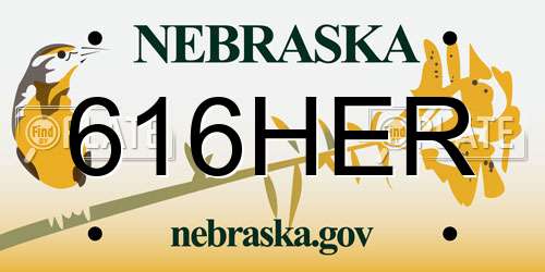 616HER Nebraska License Plate