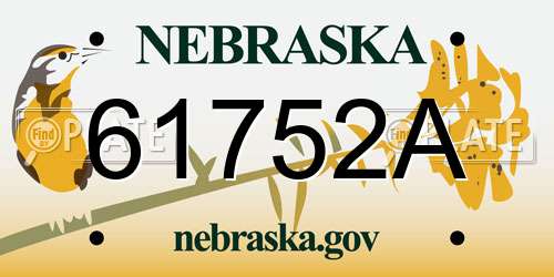 61752A Nebraska License Plate