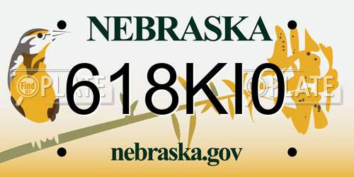618KI0 Nebraska License Plate
